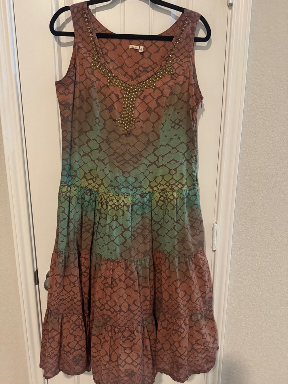 Reba Snake-Print Beaded Trim western coastalCowgirl midi dress